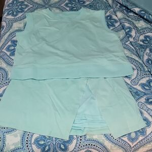 Sleeveless Aqua Top and Skirt Set